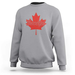 Thanksgiving Day Sweatshirt Thankful Vintage Maple Leaf Canada TS11 Sport Gray Print Your Wear