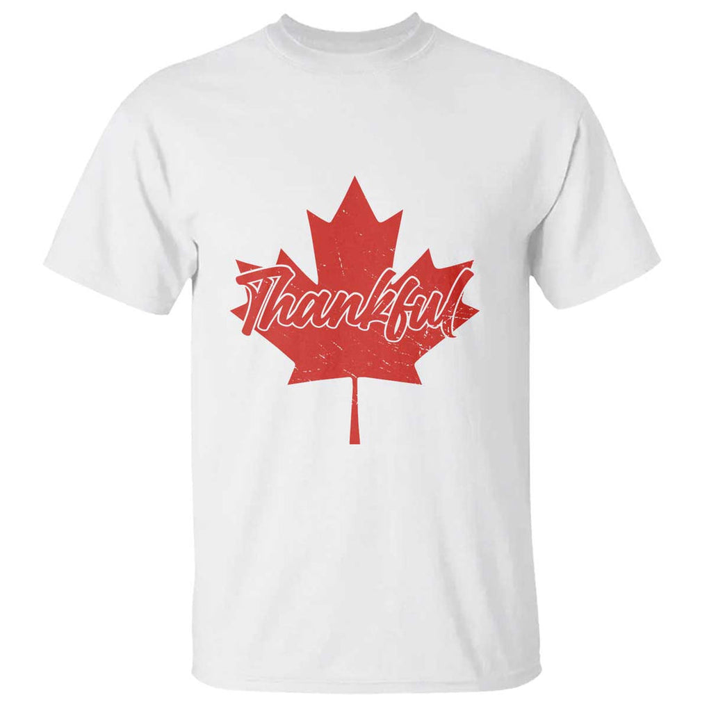 Thanksgiving Day T Shirt Thankful Vintage Maple Leaf Canada TS11 White Print Your Wear