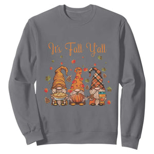 Autumn Season Sweatshirt It's Fall Y'all Gnomies Thanksgiving Maple Leaf TS11 Charcoal Print Your Wear