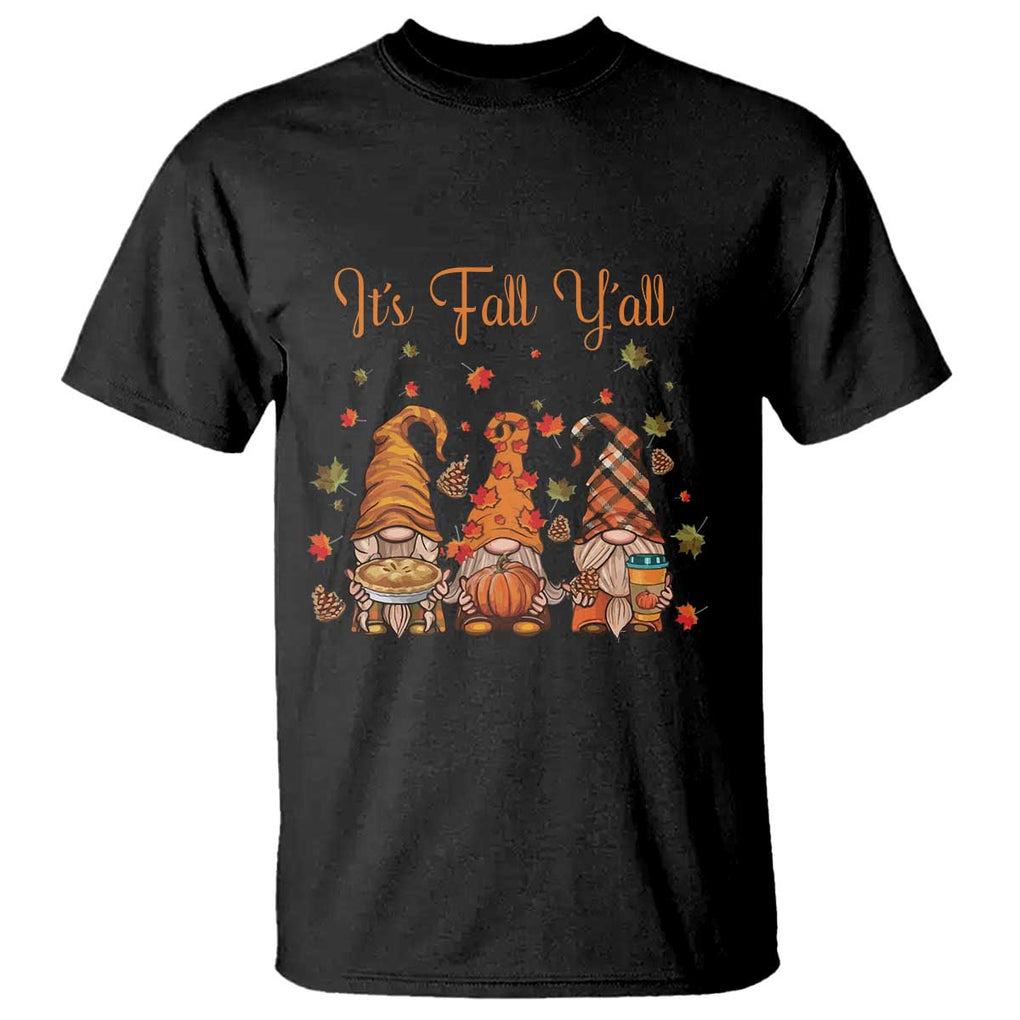 Autumn Season T Shirt It's Fall Y'all Gnomies Thanksgiving Maple Leaf TS11 Black Print Your Wear