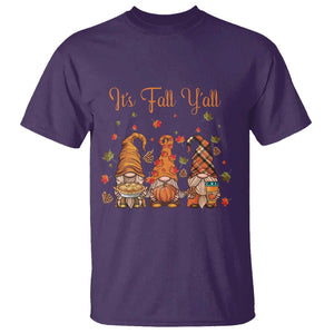 Autumn Season T Shirt It's Fall Y'all Gnomies Thanksgiving Maple Leaf TS11 Purple Print Your Wear