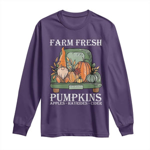 Thanksgiving Long Sleeve Shirt Farm Fresh Pumpkins Apples Hayrides Cider Autumn Season TS11 Purple Print Your Wear