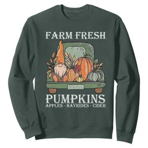 Thanksgiving Sweatshirt Farm Fresh Pumpkins Apples Hayrides Cider Autumn Season TS11 Dark Forest Green Print Your Wear