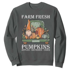 Thanksgiving Sweatshirt Farm Fresh Pumpkins Apples Hayrides Cider Autumn Season TS11 Dark Heather Print Your Wear