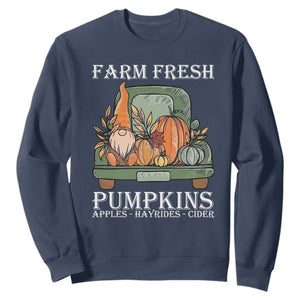 Thanksgiving Sweatshirt Farm Fresh Pumpkins Apples Hayrides Cider Autumn Season TS11 Navy Print Your Wear