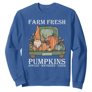 Thanksgiving Sweatshirt Farm Fresh Pumpkins Apples Hayrides Cider Autumn Season TS11 Royal Blue Print Your Wear