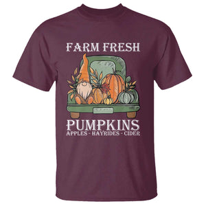 Thanksgiving T Shirt Farm Fresh Pumpkins Apples Hayrides Cider Autumn Season TS11 Maroon Print Your Wear