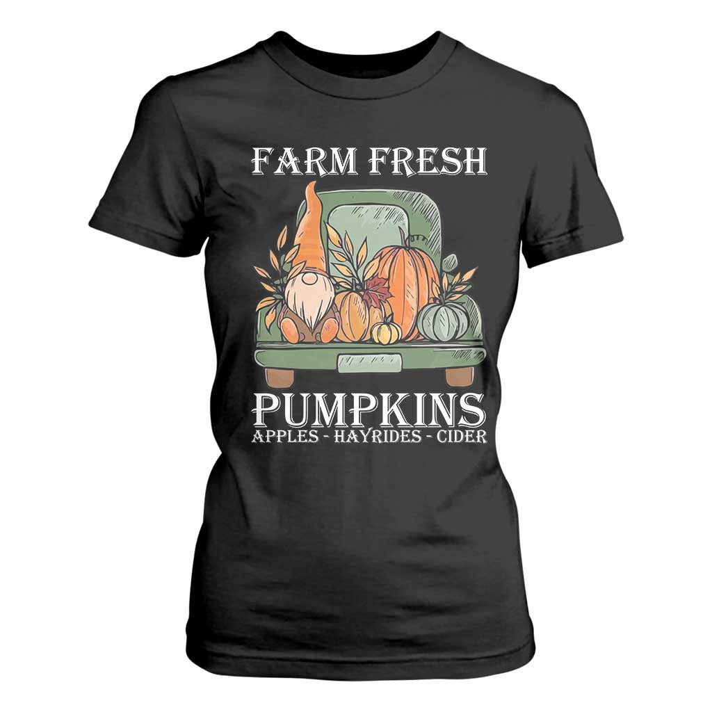 Thanksgiving T Shirt For Women Farm Fresh Pumpkins Apples Hayrides Cider Autumn Season TS11 Black Print Your Wear