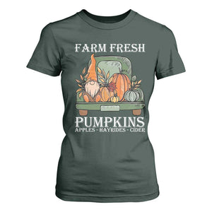 Thanksgiving T Shirt For Women Farm Fresh Pumpkins Apples Hayrides Cider Autumn Season TS11 Dark Forest Green Print Your Wear