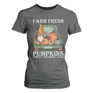 Thanksgiving T Shirt For Women Farm Fresh Pumpkins Apples Hayrides Cider Autumn Season TS11 Dark Heather Print Your Wear