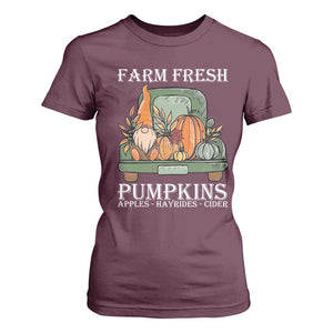 Thanksgiving T Shirt For Women Farm Fresh Pumpkins Apples Hayrides Cider Autumn Season TS11 Maroon Print Your Wear