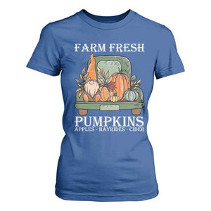 Thanksgiving T Shirt For Women Farm Fresh Pumpkins Apples Hayrides Cider Autumn Season TS11 Royal Blue Print Your Wear