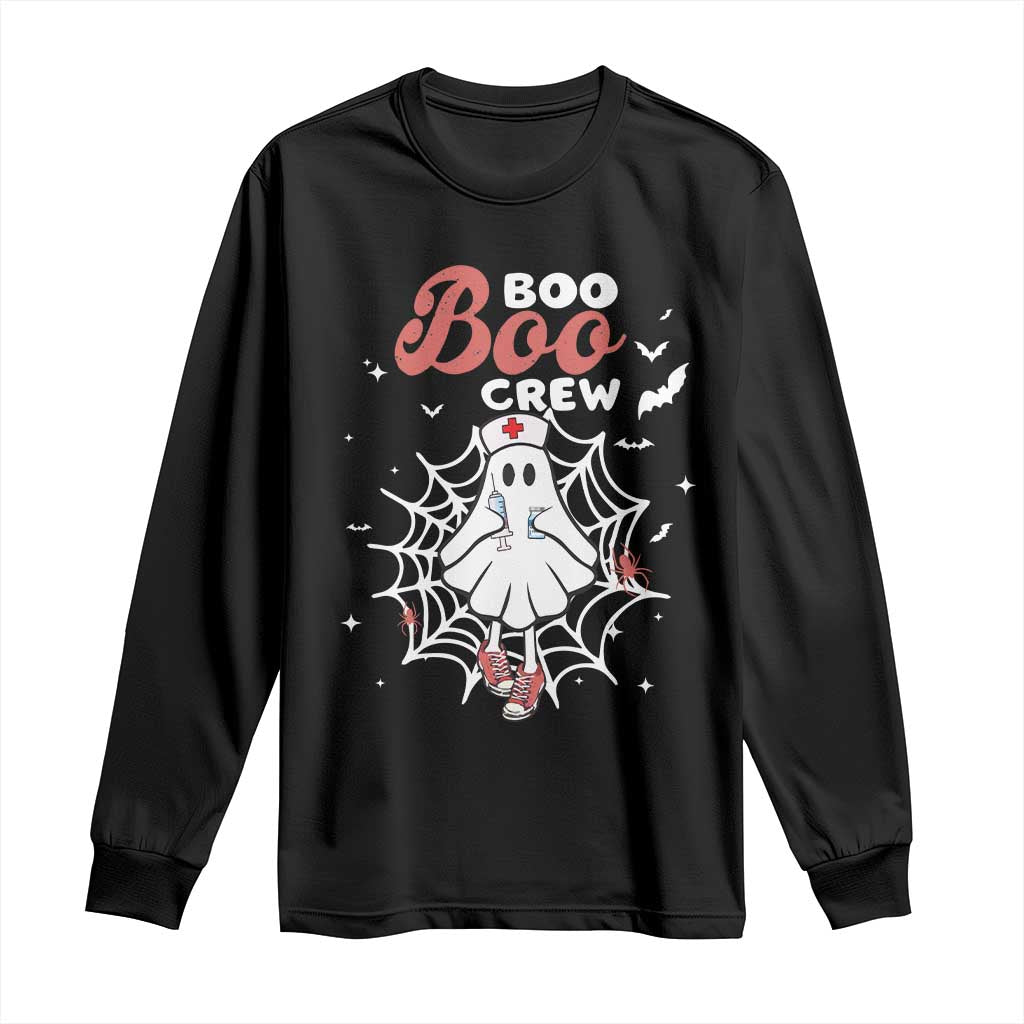 Halloween Nurse Long Sleeve Shirt Boo Boo Crew Cute Ghost Nursing TS11 Black Print Your Wear