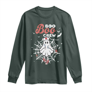 Halloween Nurse Long Sleeve Shirt Boo Boo Crew Cute Ghost Nursing TS11 Dark Forest Green Print Your Wear