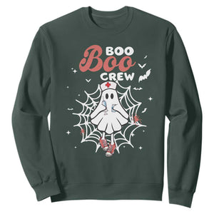 Halloween Nurse Sweatshirt Boo Boo Crew Cute Ghost Nursing TS11 Dark Forest Green Print Your Wear