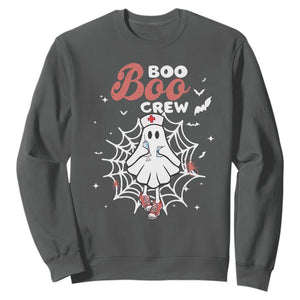 Halloween Nurse Sweatshirt Boo Boo Crew Cute Ghost Nursing TS11 Dark Heather Print Your Wear