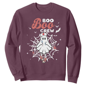 Halloween Nurse Sweatshirt Boo Boo Crew Cute Ghost Nursing TS11 Maroon Print Your Wear