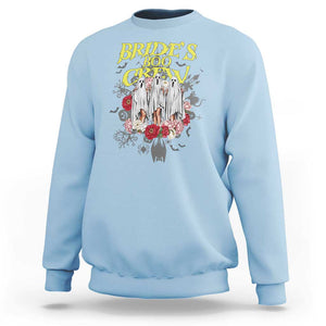 Halloween Bachelorette Party Sweatshirt Bride's Boo Crew Ghost Vintage Flower TS11 Light Blue Print Your Wear