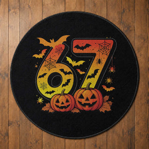 Funny 67 Halloween Round Rug Spooky Six Seven Meme Gen Alpha Slang