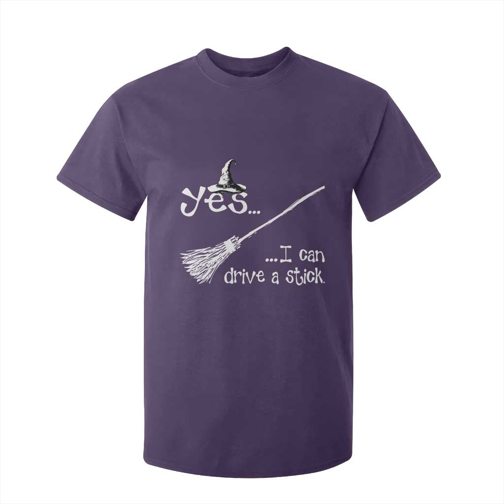 Funny Halloween Spooky Witch T Shirt For Kid Yes I Can Drive A Stick TS11 Purple Print Your Wear