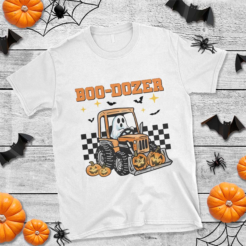 Funny Bulldozer Halloween Construction T Shirt Boo Dozer Truck Pumpkin
