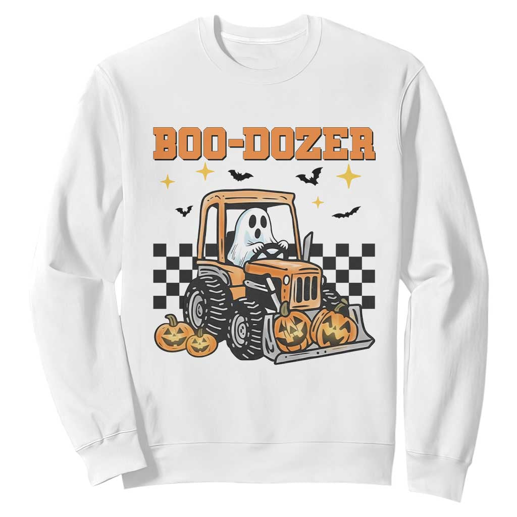Funny Bulldozer Halloween Construction Sweatshirt Boo Dozer Truck Pumpkin