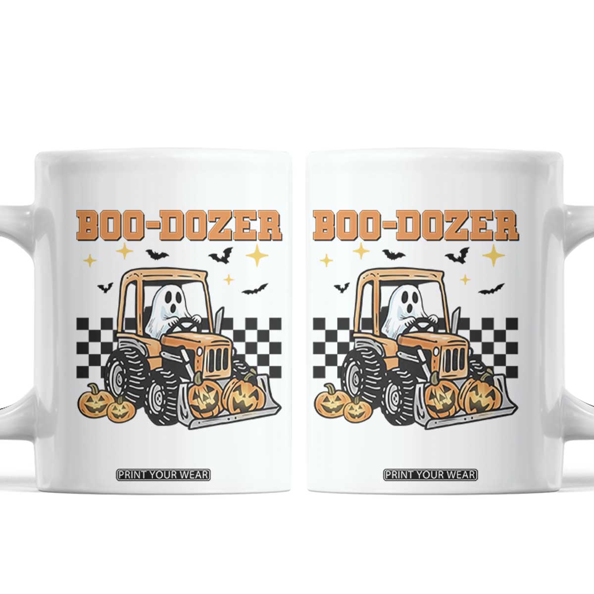 Funny Bulldozer Halloween Construction Coffee Mug Boo Dozer Truck Pumpkin
