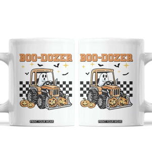 Funny Bulldozer Halloween Construction Coffee Mug Boo Dozer Truck Pumpkin