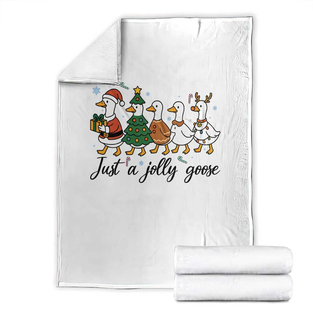Funny Christmas Silly Goose Throw Blanket Just A Jolly Goose Xmas Poultry Animal Humor TS11 White Print Your Wear