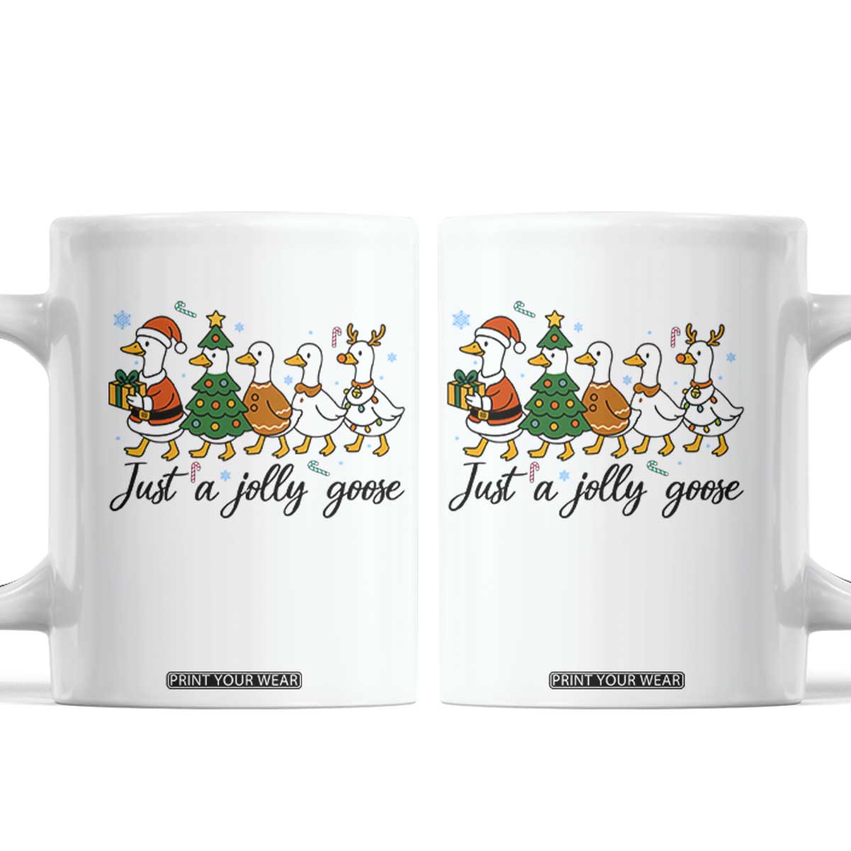 Funny Christmas Silly Goose Coffee Mug Just A Jolly Goose Xmas Poultry Animal Humor TS11 White Print Your Wear