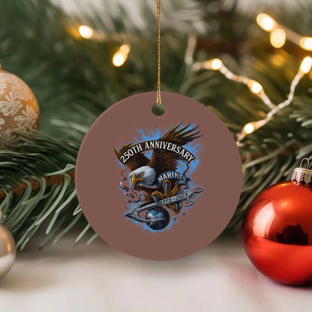 Us Marines Military 250th Anniversary Ceramic Ornament Bald Eagle Anchor TS11 1pc Mocha Print Your Wear