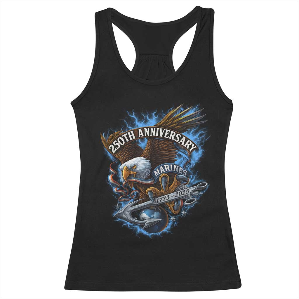 Us Marines Military 250th Anniversary Racerback Tank Top Bald Eagle Anchor TS11 Black Print Your Wear