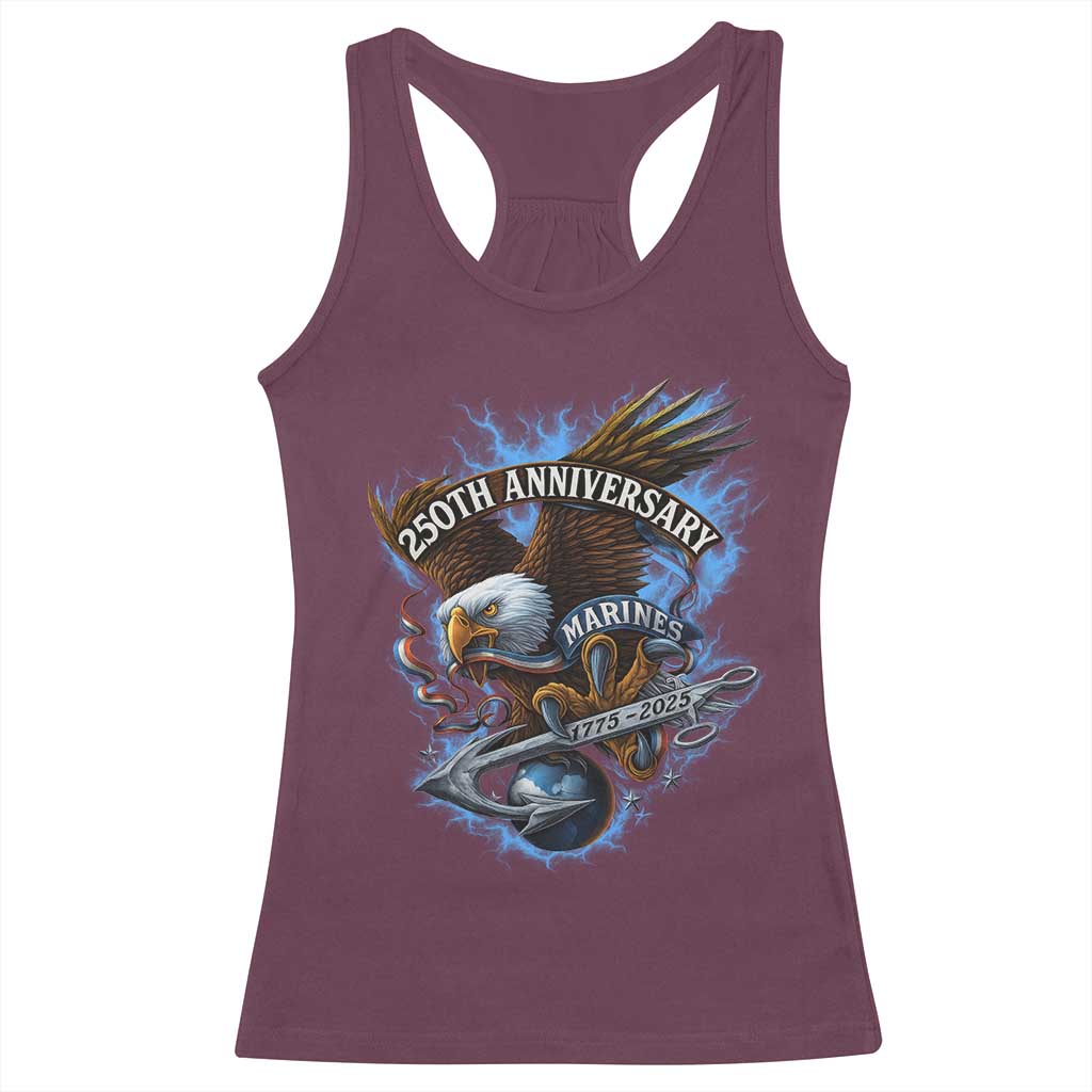 Us Marines Military 250th Anniversary Racerback Tank Top Bald Eagle Anchor TS11 Maroon Print Your Wear