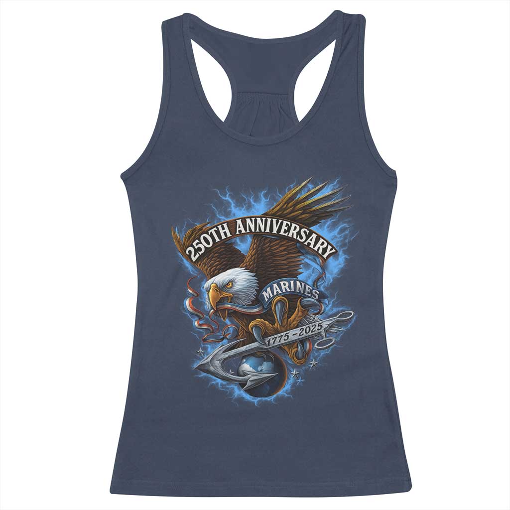 Us Marines Military 250th Anniversary Racerback Tank Top Bald Eagle Anchor TS11 Navy Print Your Wear