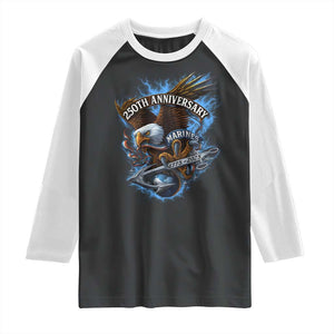 Us Marines Military 250th Anniversary Raglan Shirt Bald Eagle Anchor TS11 Black White Print Your Wear