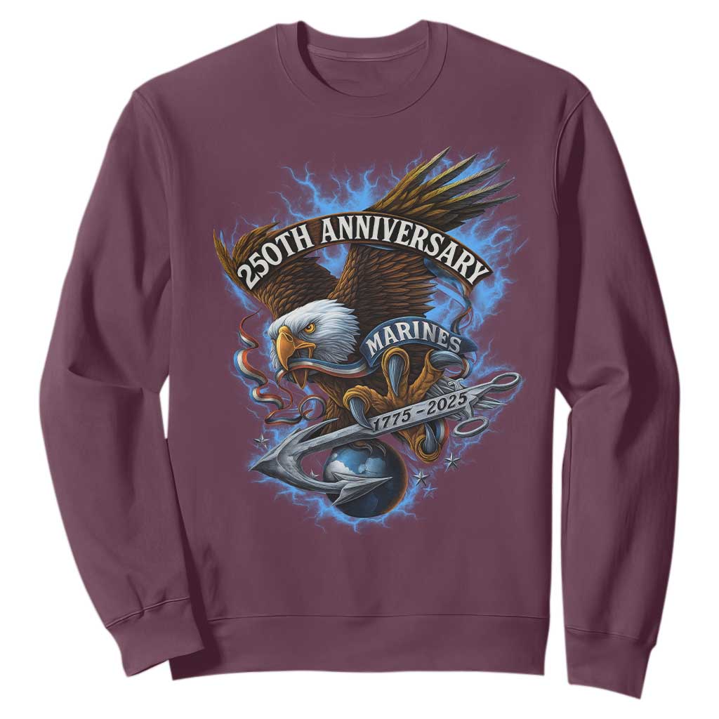 Us Marines Military 250th Anniversary Sweatshirt Bald Eagle Anchor TS11 Maroon Print Your Wear