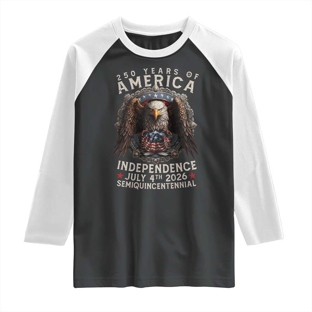 250 years Of America Independence Raglan Shirt 250th American Anniversary Bald Eagle TS11 Black White Print Your Wear