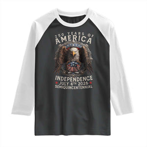 250 years Of America Independence Raglan Shirt 250th American Anniversary Bald Eagle TS11 Black White Print Your Wear