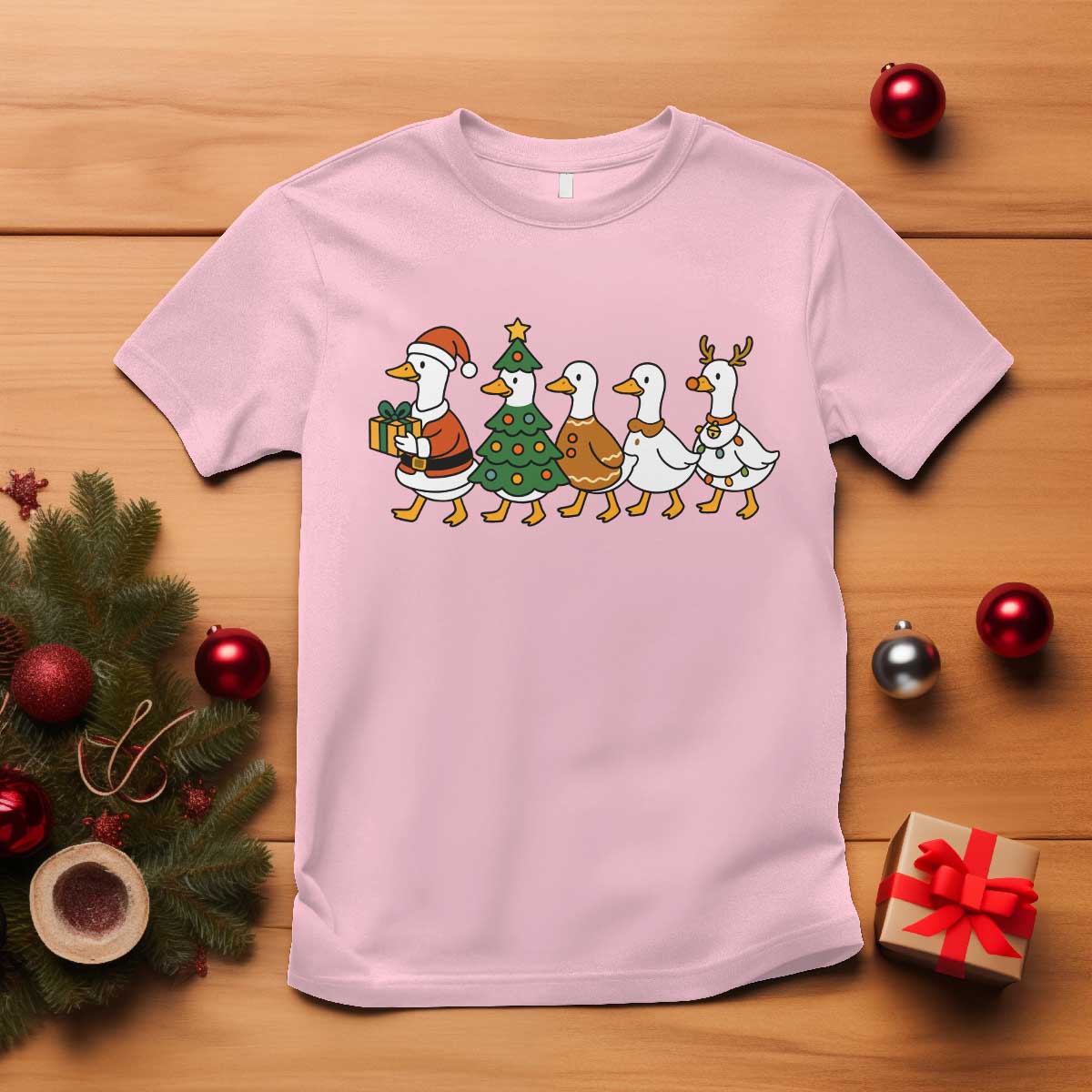 Funny Christmas Silly Goose Poultry Animal Lovers T Shirt TS11 Light Pink Print Your Wear