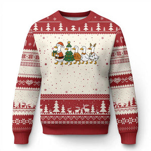 Funny Christmas Silly Goose Poultry Animal Lovers Ugly Christmas Sweater TS11 Beige Red Print Your Wear