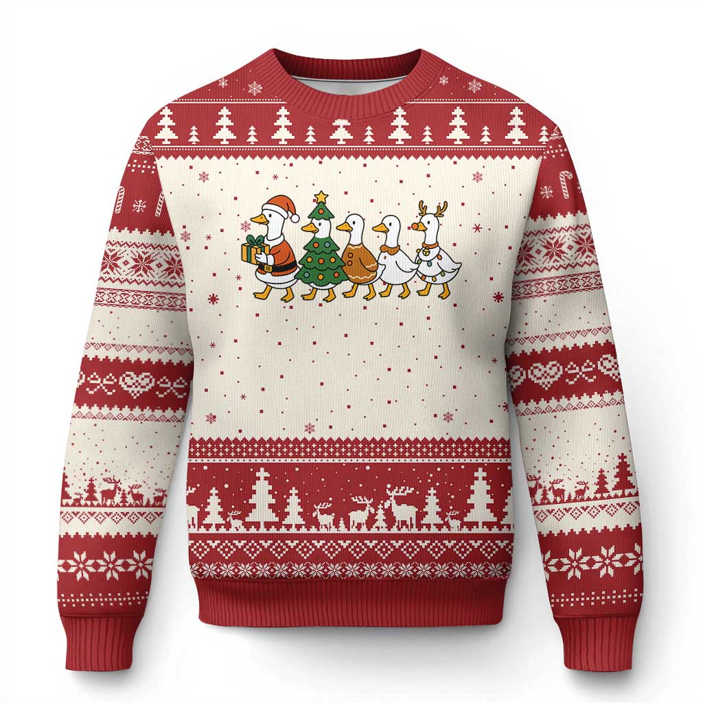 Funny Christmas Silly Goose Poultry Animal Lovers Ugly Christmas Sweater TS11 Beige Red Print Your Wear