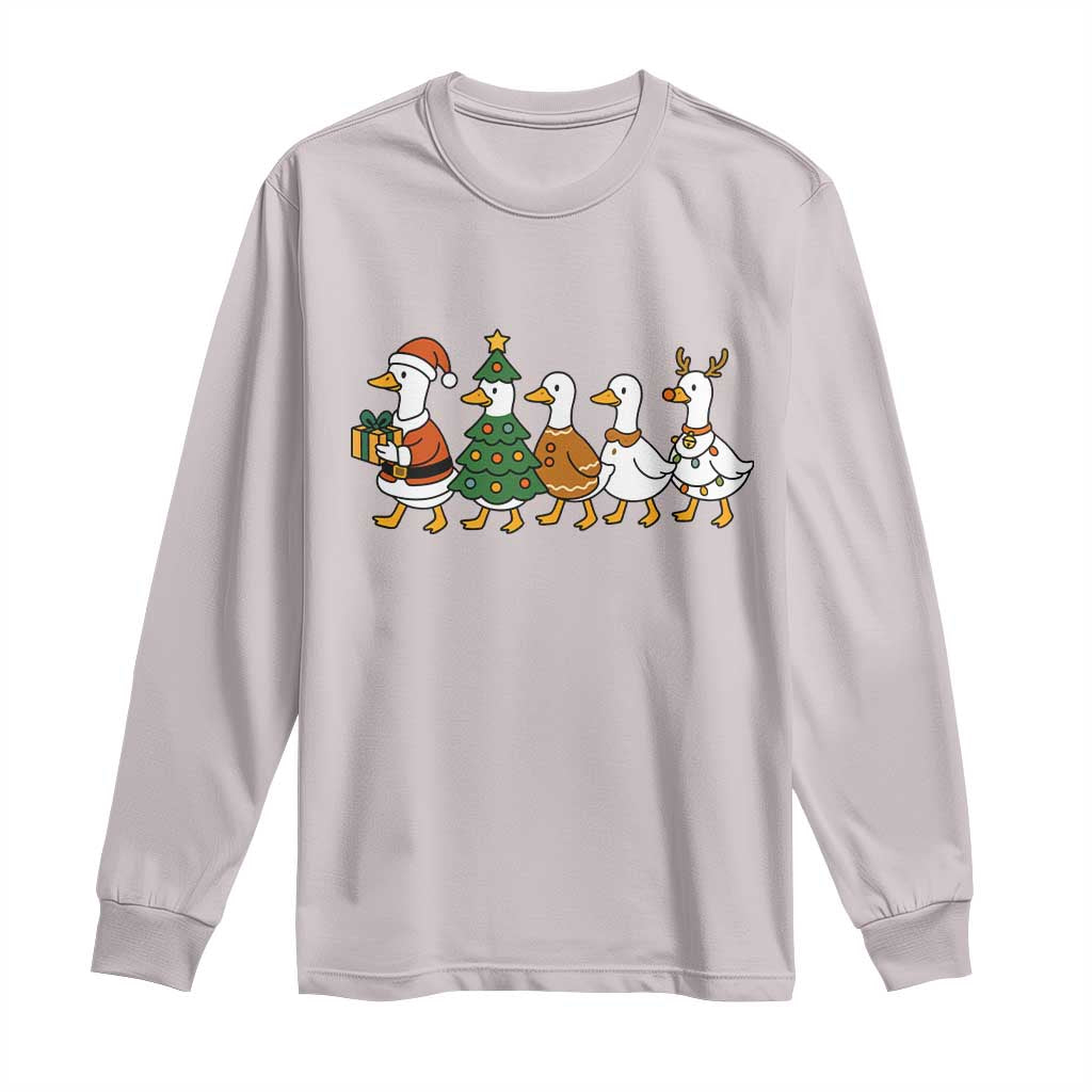 Funny Christmas Silly Goose Poultry Animal Lovers Long Sleeve Shirt TS11 Ice Gray Print Your Wear