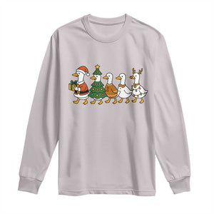 Funny Christmas Silly Goose Poultry Animal Lovers Long Sleeve Shirt TS11 Ice Gray Print Your Wear