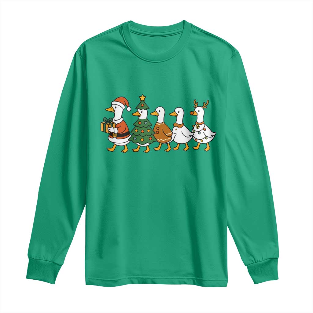 Funny Christmas Silly Goose Poultry Animal Lovers Long Sleeve Shirt TS11 Irish Green Print Your Wear