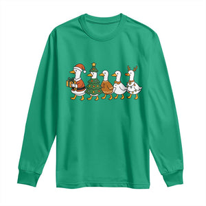Funny Christmas Silly Goose Poultry Animal Lovers Long Sleeve Shirt TS11 Irish Green Print Your Wear