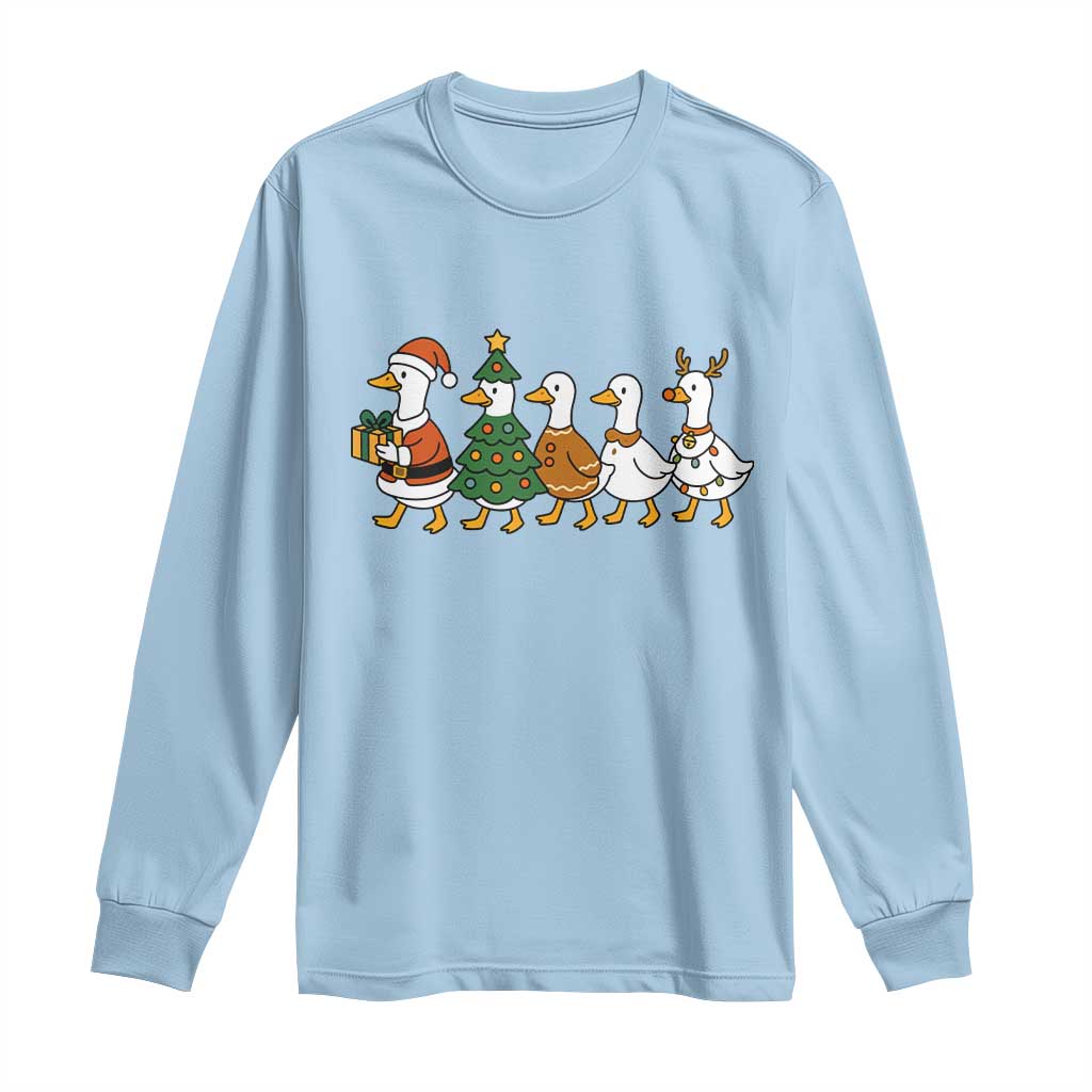 Funny Christmas Silly Goose Poultry Animal Lovers Long Sleeve Shirt TS11 Light Blue Print Your Wear