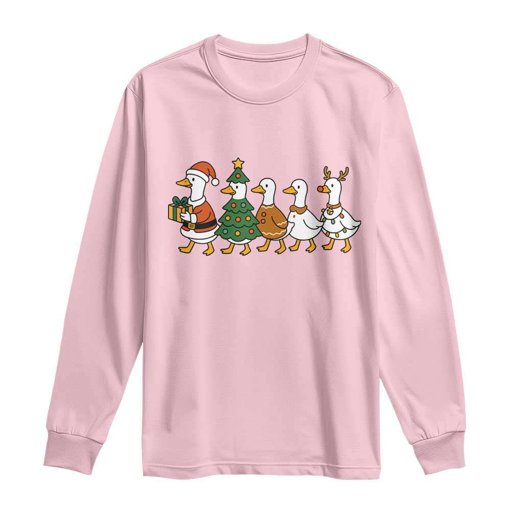 Funny Christmas Silly Goose Poultry Animal Lovers Long Sleeve Shirt TS11 Light Pink Print Your Wear