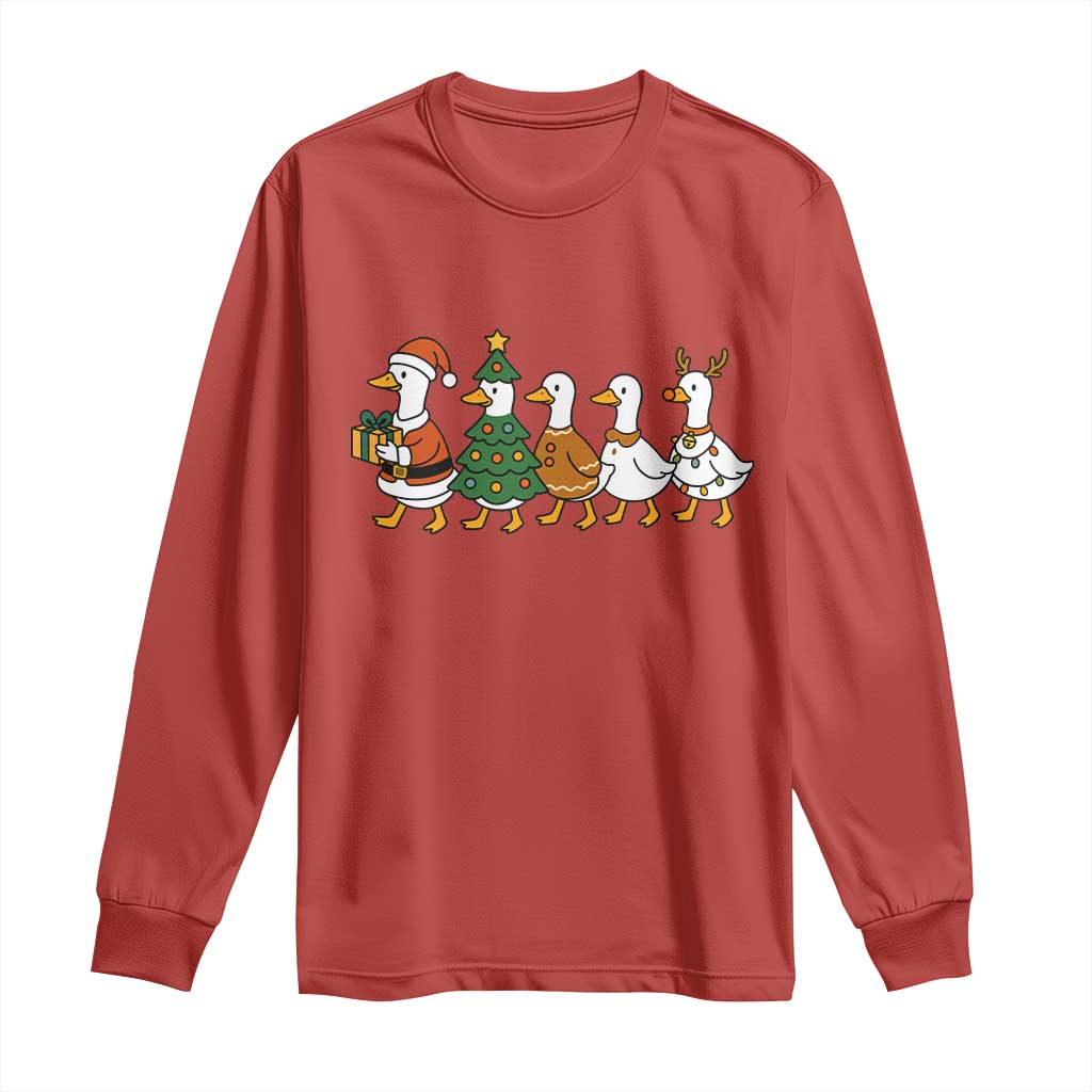 Funny Christmas Silly Goose Poultry Animal Lovers Long Sleeve Shirt TS11 Red Print Your Wear