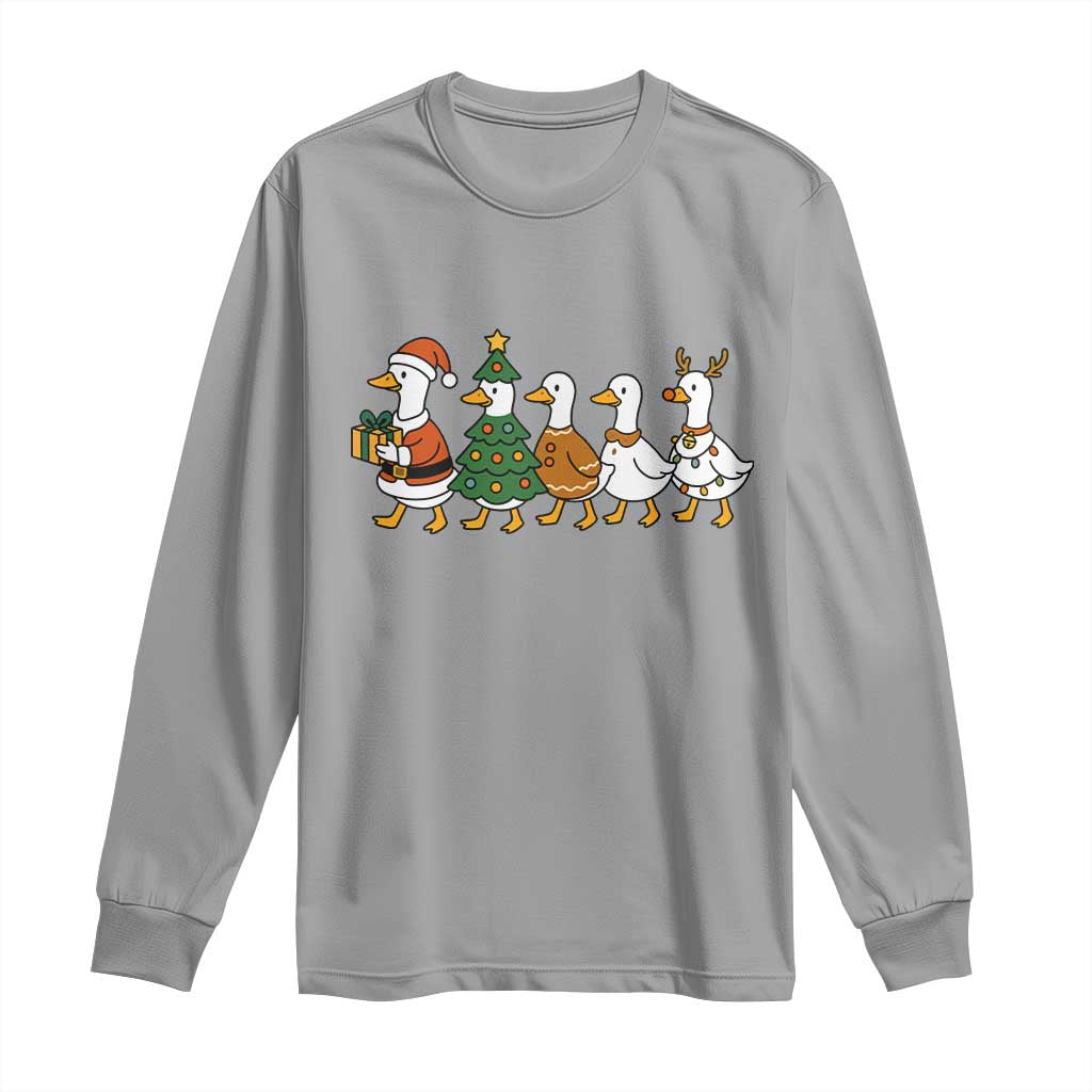 Funny Christmas Silly Goose Poultry Animal Lovers Long Sleeve Shirt TS11 Sport Gray Print Your Wear