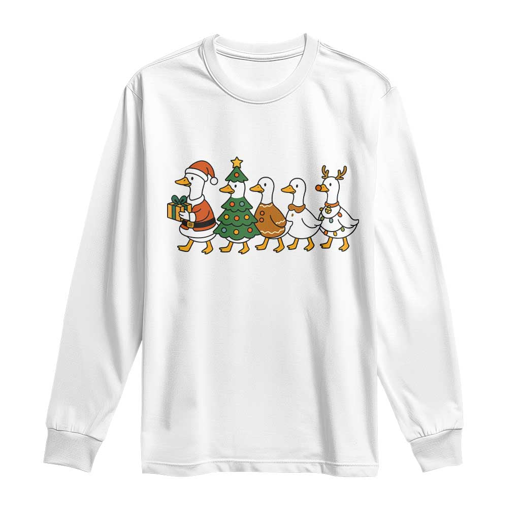 Funny Christmas Silly Goose Poultry Animal Lovers Long Sleeve Shirt TS11 White Print Your Wear
